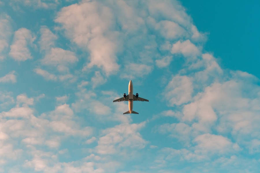 Airplane in blue sky