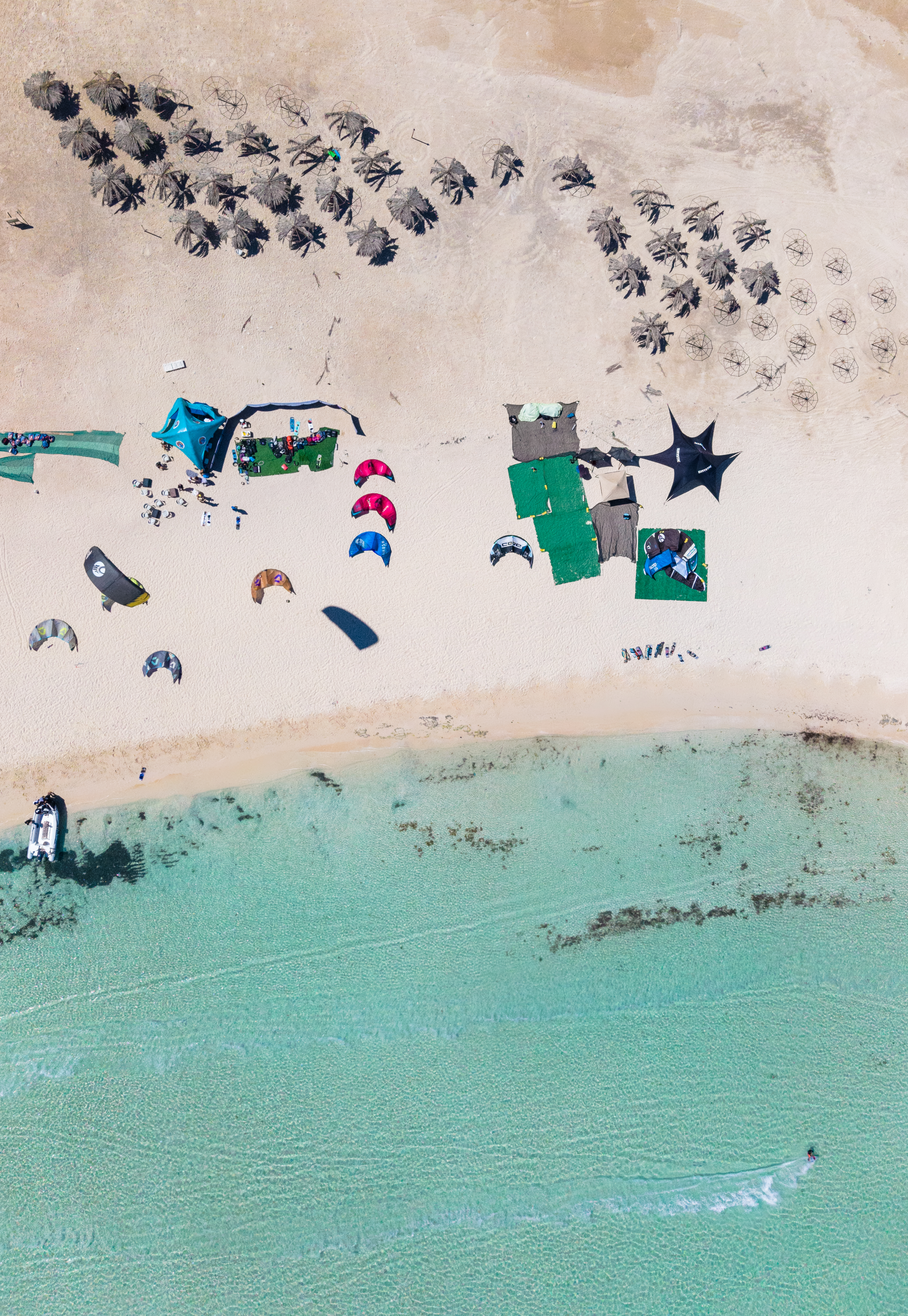Red Sea island aerial kite beach